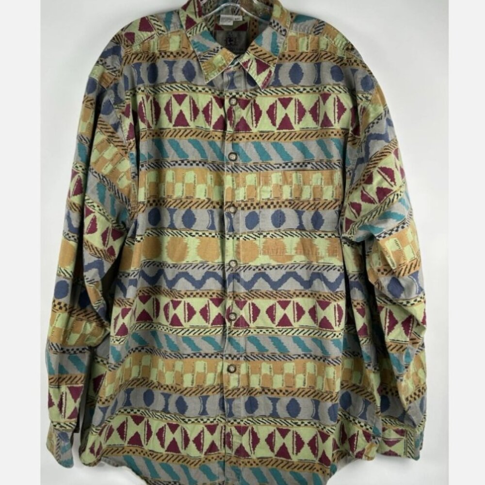 Vtg Territory Ahead Tribal Southwestern Shirt Mens XXL Long Sleeve Aztec Retro